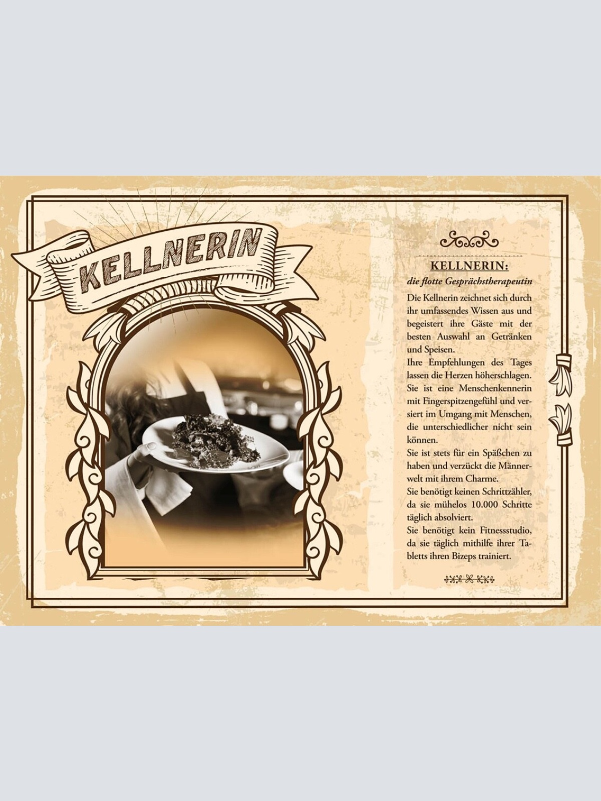 Schild Kellnerin Beruf Bedienung Restaurant Cafe 12x18 20x30 30x40 Blech/Holz