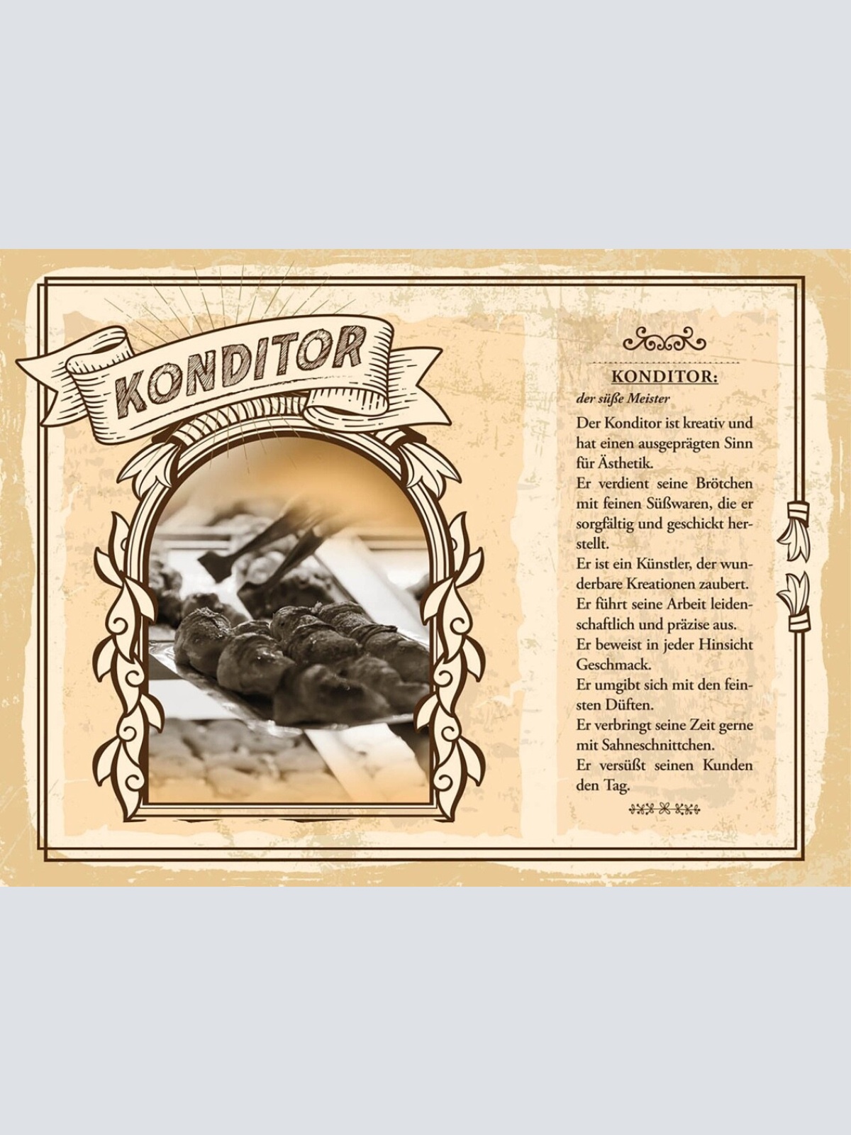 Schild Konditor Beruf Zuckerbäcker Konditorei 12x18 20x30 30x40 Blech/Holz