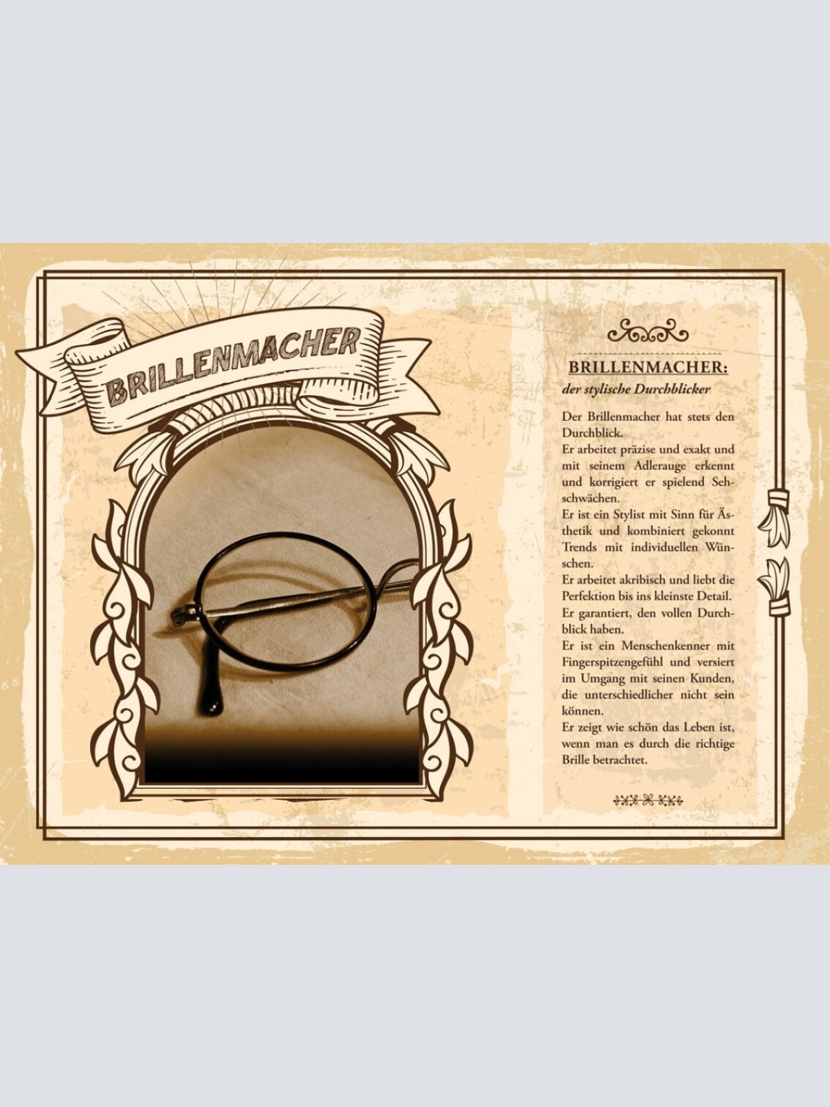 Schild Brillenmacher Beruf Optiker Brille Augen 12x18 20x30 30x40 Blech/Holz