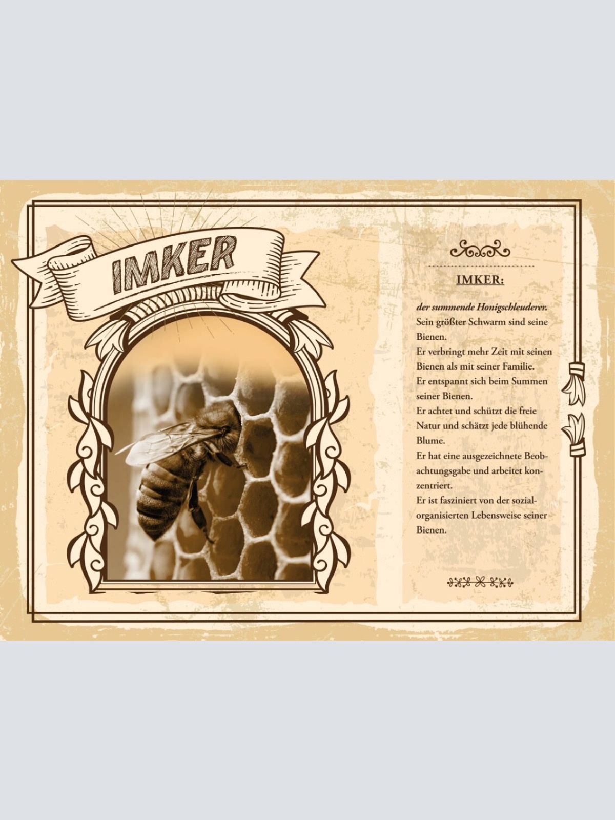 Schild Imker Beruf Honig Imkerei Bienen Zucht 12x18 20x30 30x40 Blech/Holz