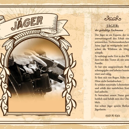 Schild Jäger Beruf Förster Jagd Tiere Wald Natur 12x18 20x30 30x40 Blech/Holz