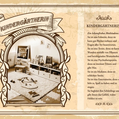 Schild Kindergärtnerin Beruf Kindergarten Kind Hort 12x18 20x30 30x40 Blech/Holz