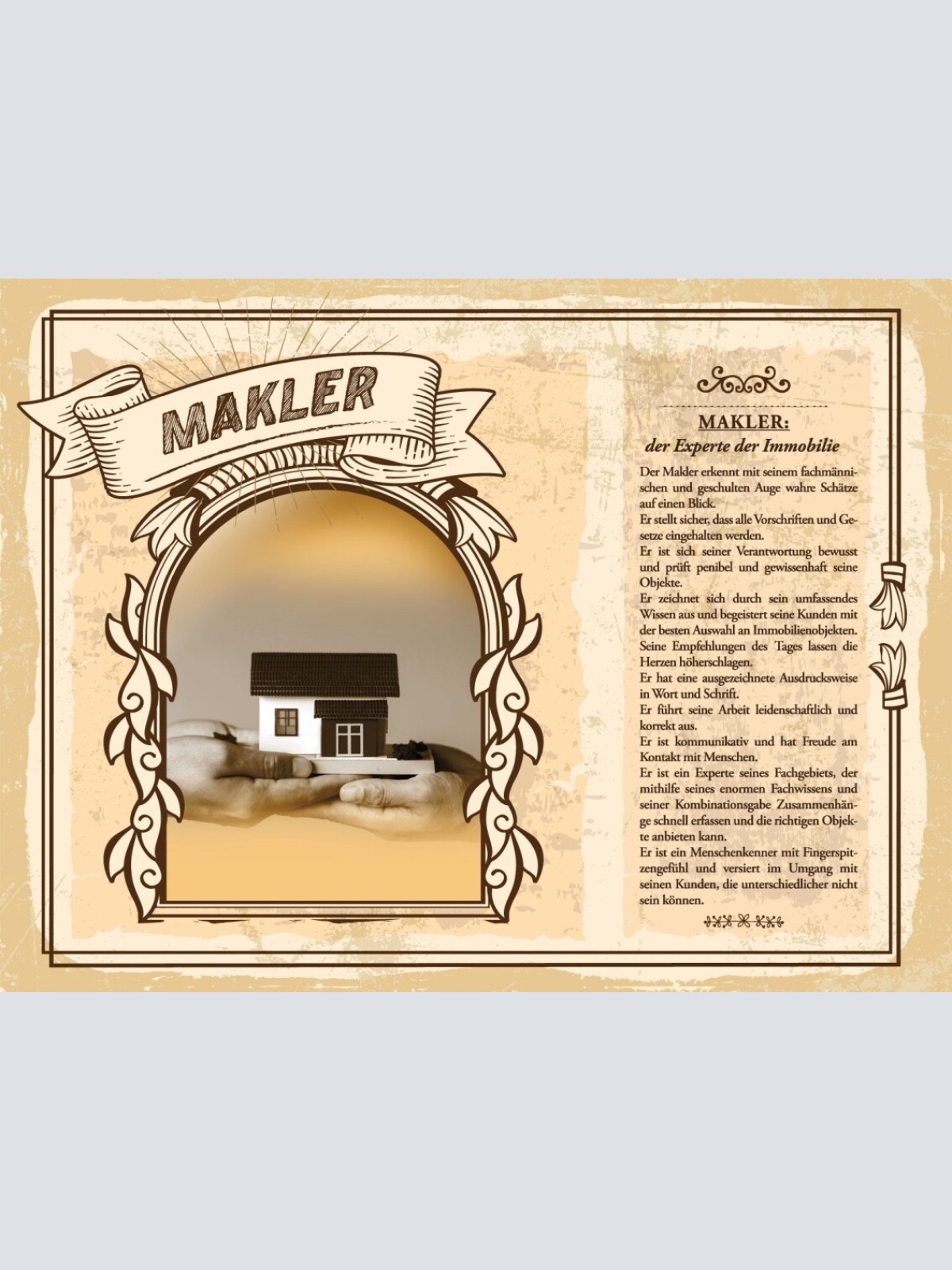 Schild Makler Beruf Immobilien Objekte Verkauf 12x18 20x30 30x40 Blech/Holz