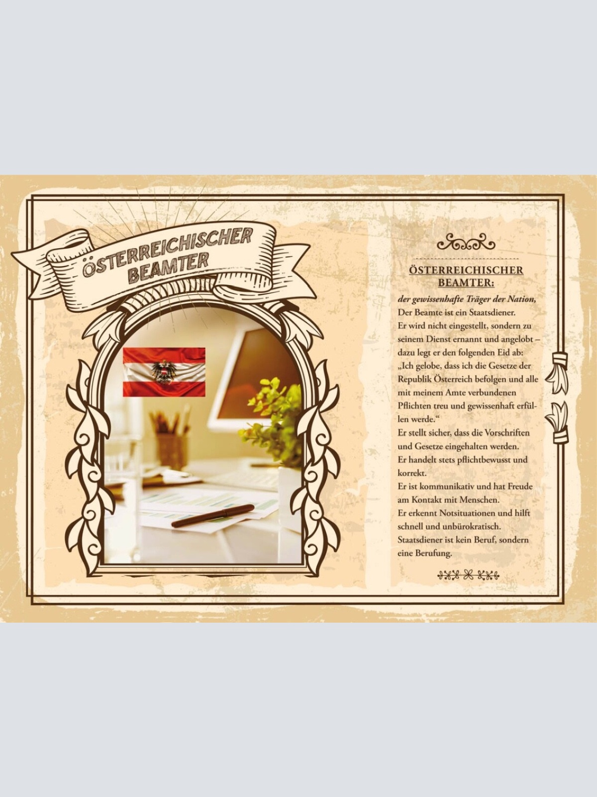 Schild Österreichischer Beamte Beruf Amt Magistrat 12x18 20x30 30x40 Blech/Holz