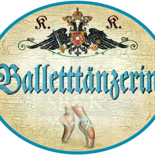 KuK Nostalgie Holzschild - Balletttänzerin - Ballettschuhe TH