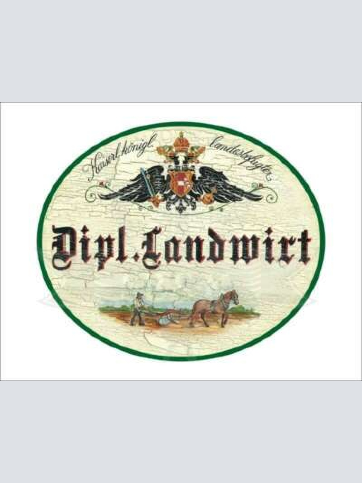 Kuk nostalgie holzschild - landesbefugter dipl. landwirt - pferd aussaat th