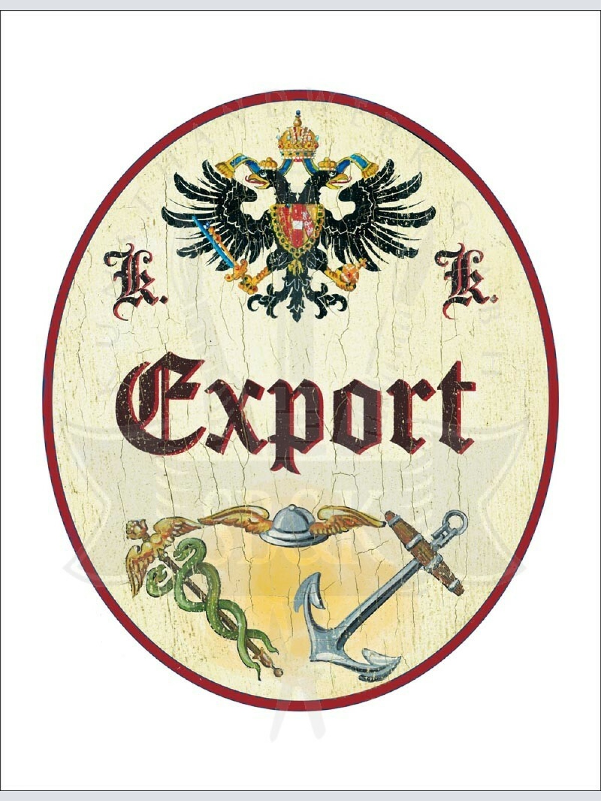 KuK Nostalgie Holzschild - Export - Anker Helm Stab TH