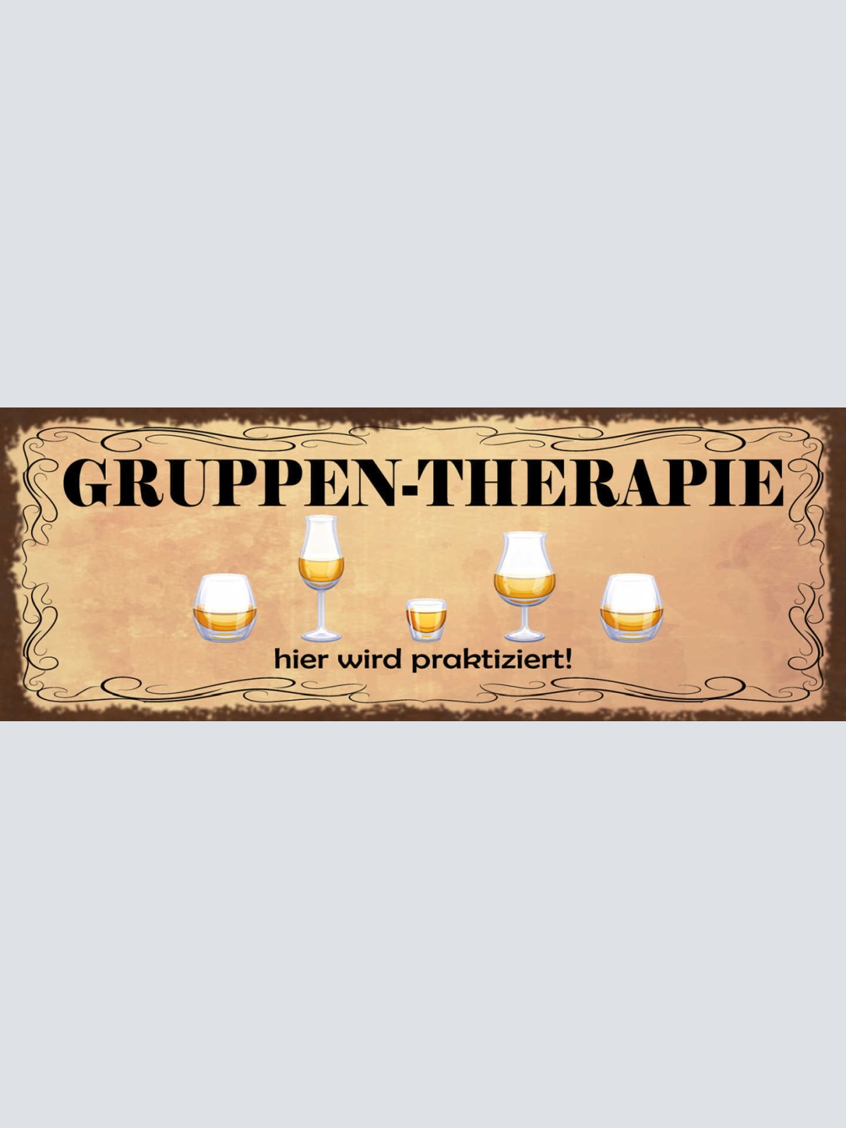 Schild Gruppen Therapie Hier Wird Praktiziert Bier Alkohol 27x10 Blech od.Holz