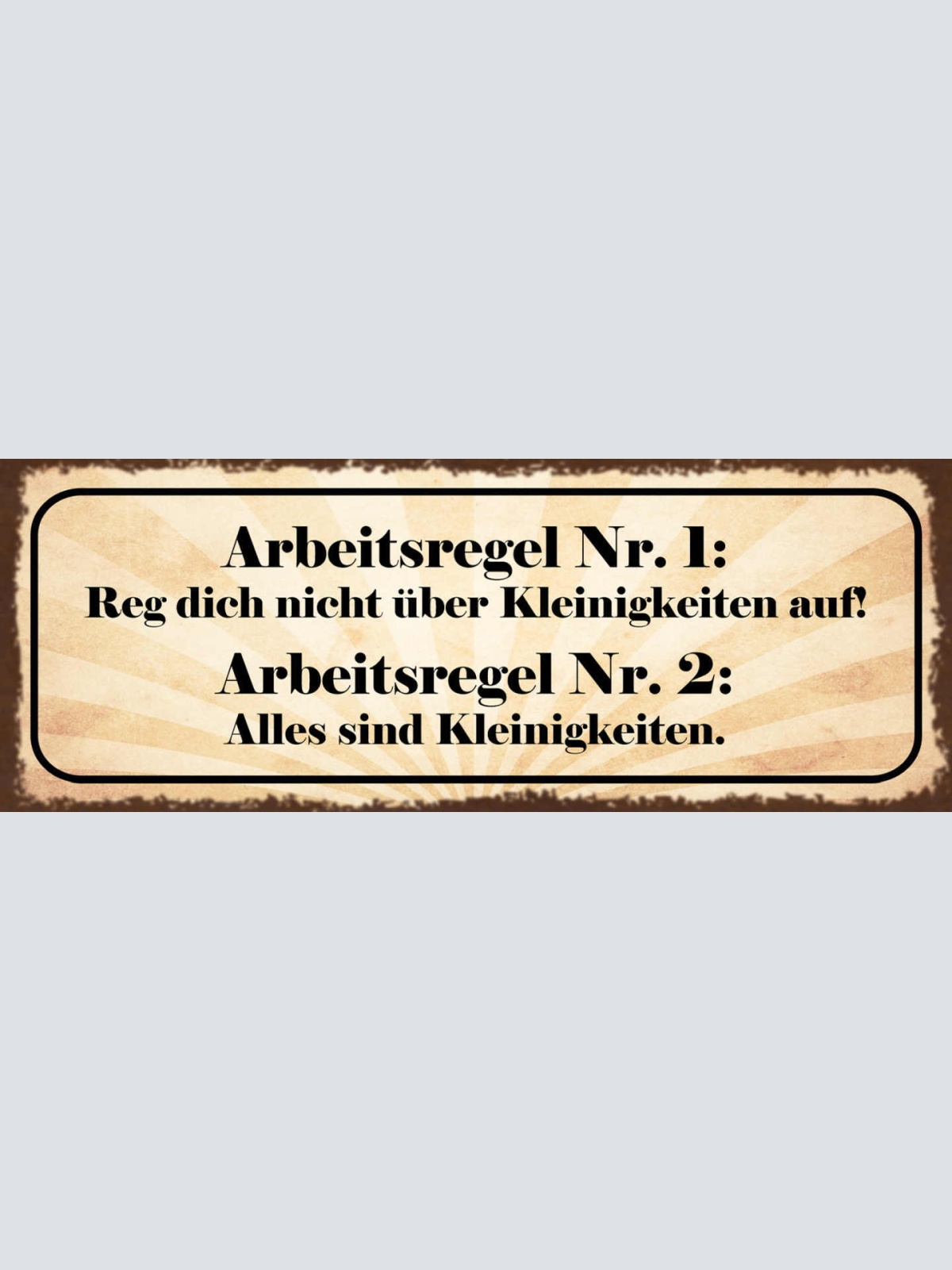 Schild Arbeitsregel Nr.1 Reg Dich Nicht Über Kleinigkeiten Auf Nr.2 Alles 27x10