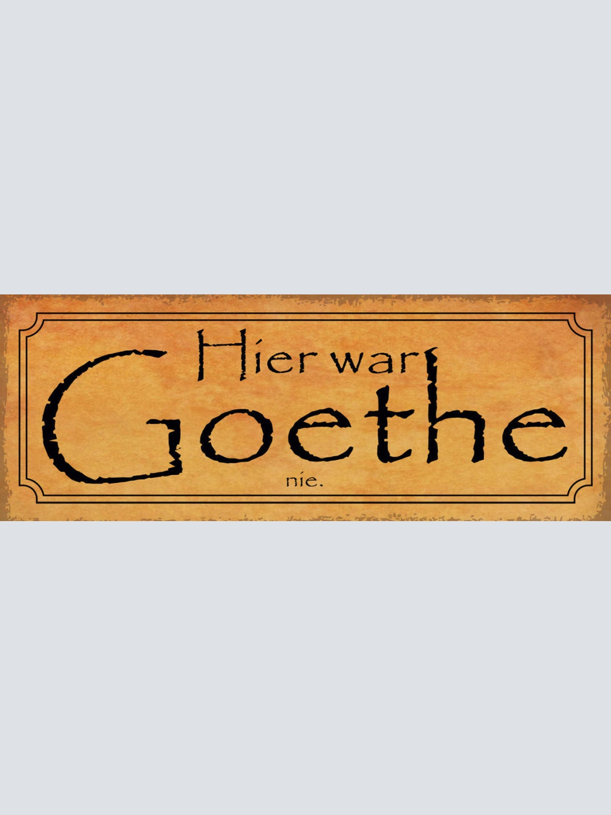 Schild Hier War Goethe Nie Dichter Dichtung Deutschland 27x10 Blech od.Holz