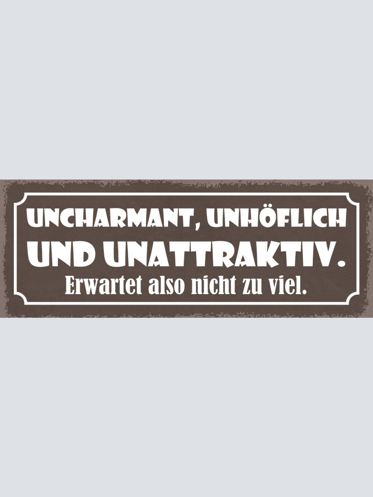 Schild Uncharmant Unhöflich & Unattraktiv Erwartet Also Nicht Zu Viel 27x10