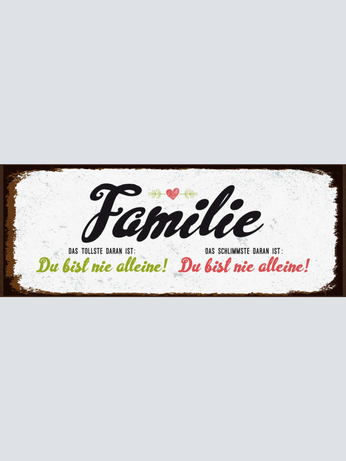 Schild Familie Das Tollste Daran Schlimmste Daran Du Bist Nie Alleine 27x10