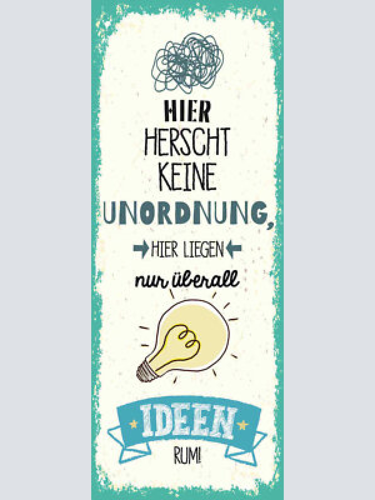 Schild hier herrscht keine unordnung liegen nur überall ideen rum chaos 27x10