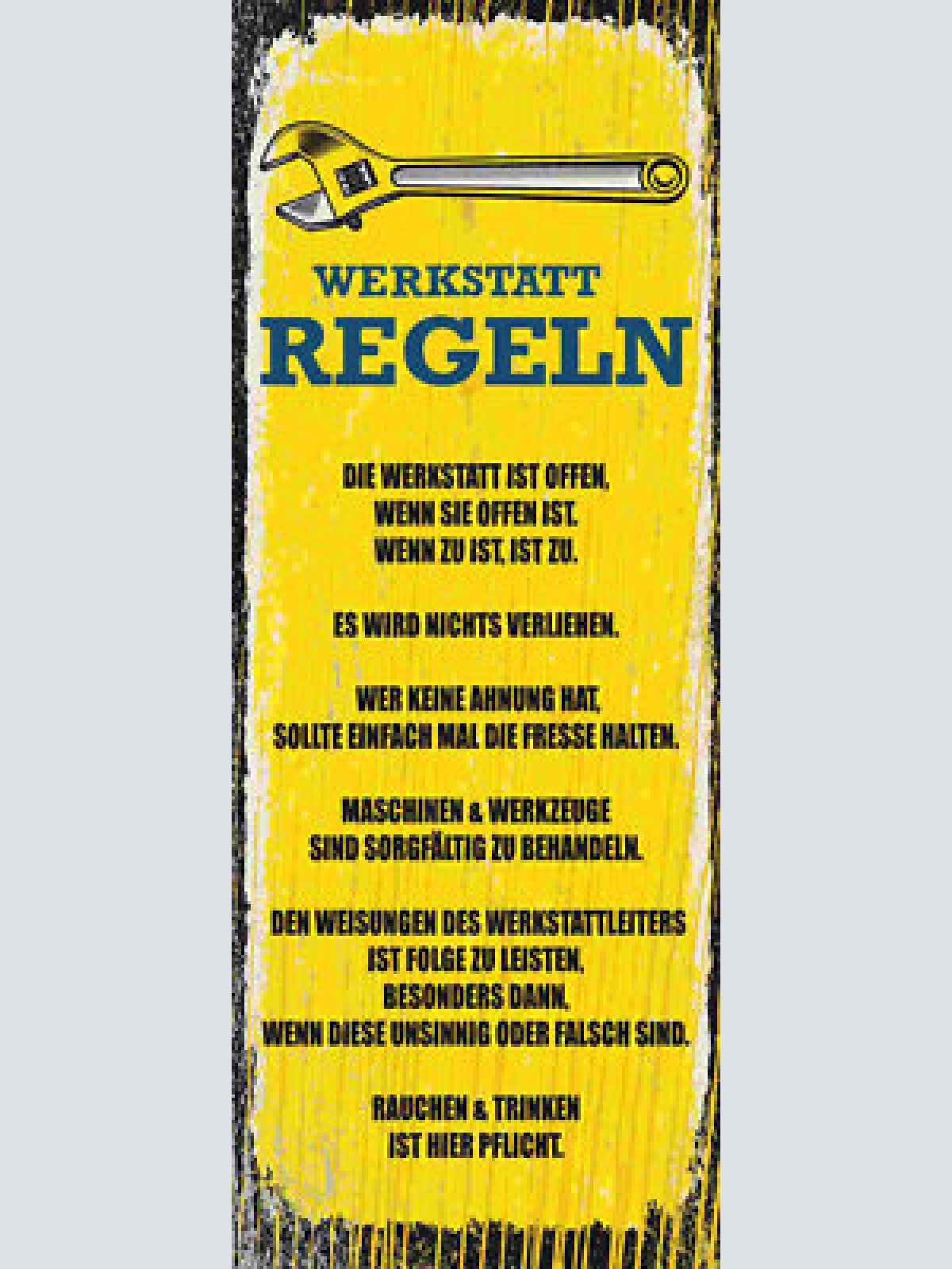 Schild werkstatt regeln offen zu verliehen ahnung werkzeuge 27x10 blech od.holz