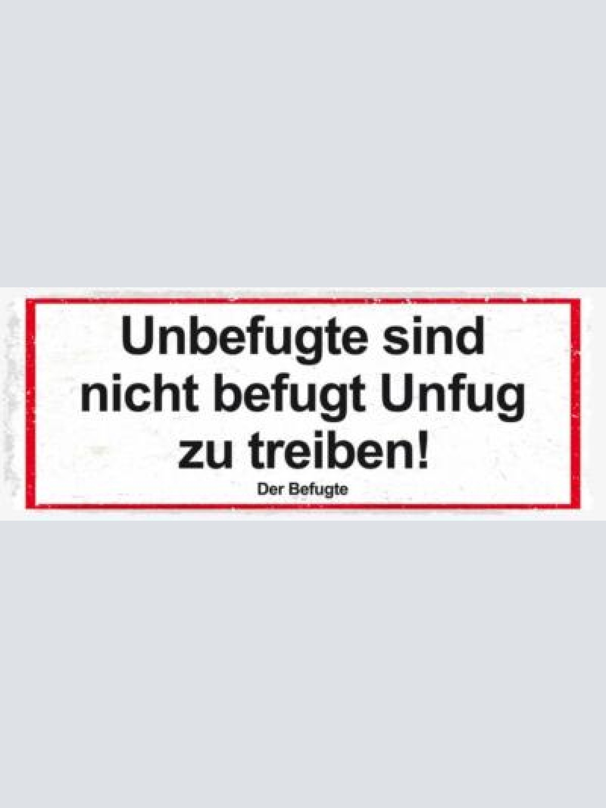 Schild unbefugte sind nicht befugt unfug zu treiben befugte 27x10 blech od.holz