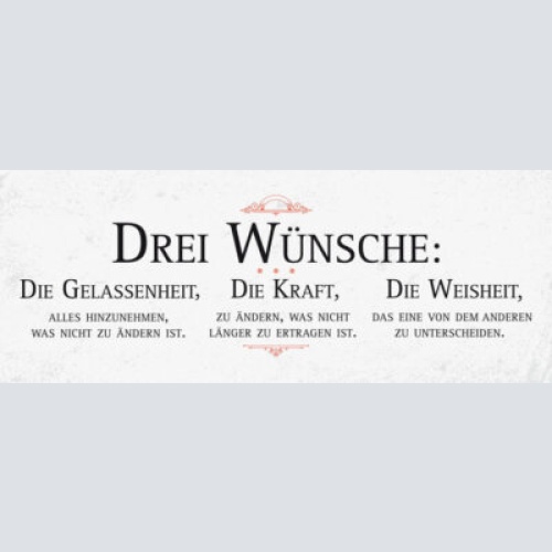 Schild 3 wünsche gelassenheit kraft weisheit ändern ertragen 27x10 blech od.holz
