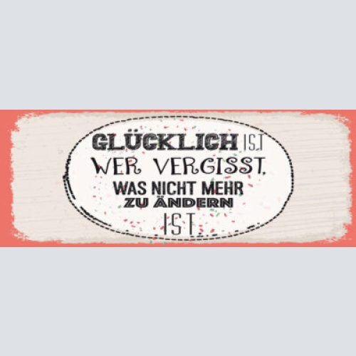 Schild glücklich ist wer vergisst was nicht mehr zu ändern ist leben glück 27x10