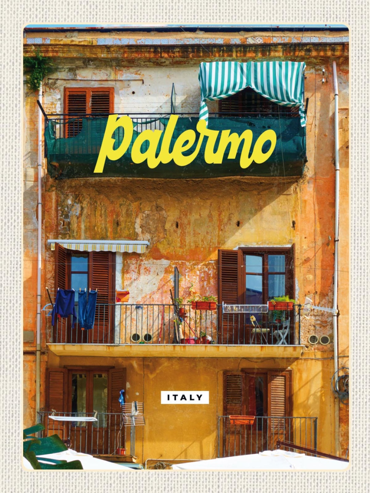 Schild Palermo Italy Italien Haus Gebäude Balkon 12x18 20x30 30x40 Blech/Holz