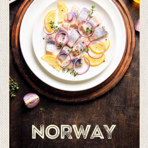 Schild Norway Norwegen Bismarckhering Fisch Essen 12x18 20x30 30x40 Blech/Holz
