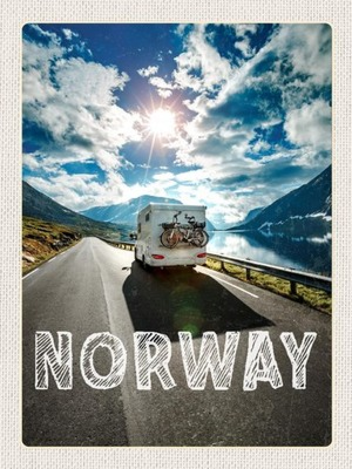 Schild Norway Norwegen Wohnmobil Camper Landstraße 12x18 20x30 30x40 Blech/Holz