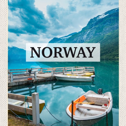 Schild Norway Norwegen Boote Ufer Anlegestelle 12x18 20x30 30x40 Blech/Holz