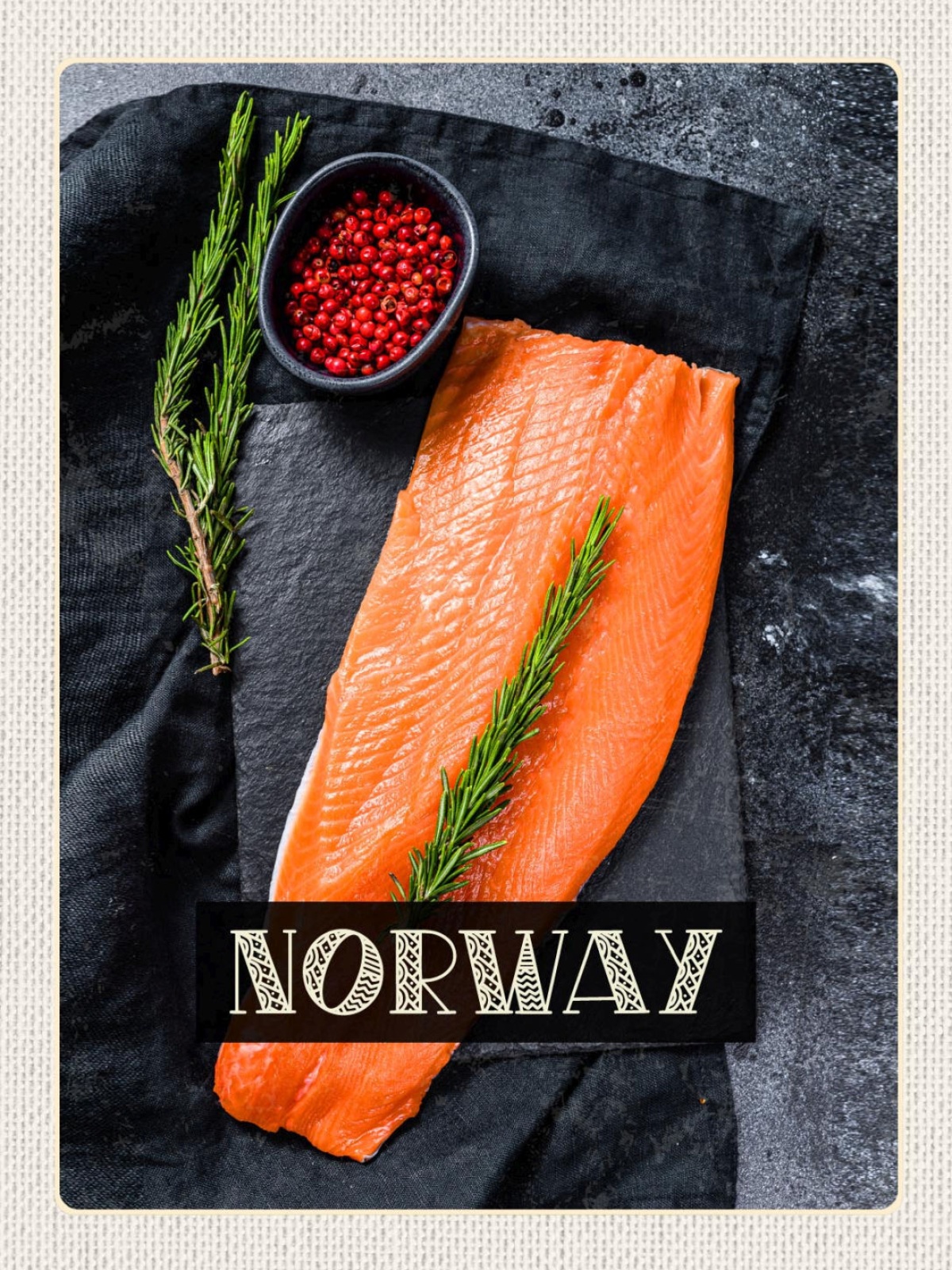Schild Norway Norwegen Lachs Fisch Filet Essen 12x18 20x30 30x40 Blech/Holz
