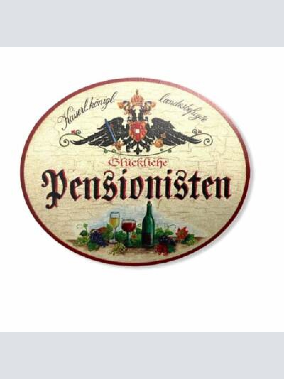 Kuk nostalgie holzschild glückliche pensionistin