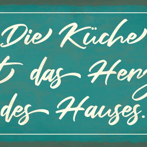 Schild Küche Herz Haus Kochen Liebe Essen 12x18 / 20x30 / 30x40 Blech od. Holz