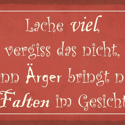 Schild Lache Ärger Gesicht Falten Lachen 12x18 / 20x30 / 30x40 Blech od. Holz