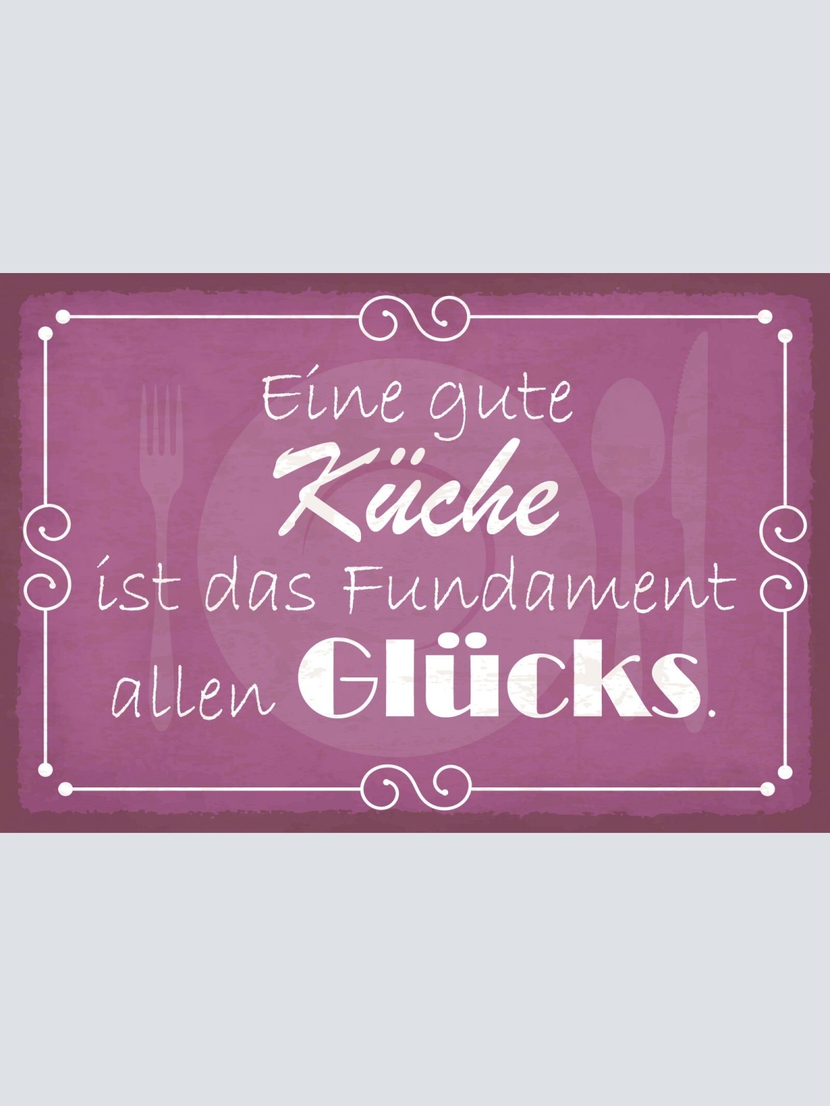 Schild Küche Fundamt Glück Kochen Essen 12x18 / 20x30 / 30x40 Blech od. Holz