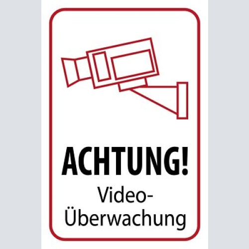 Schild Achtung Video Überwachung Camera 12x18 / 20x30 / 30x40 Blech od. Holz