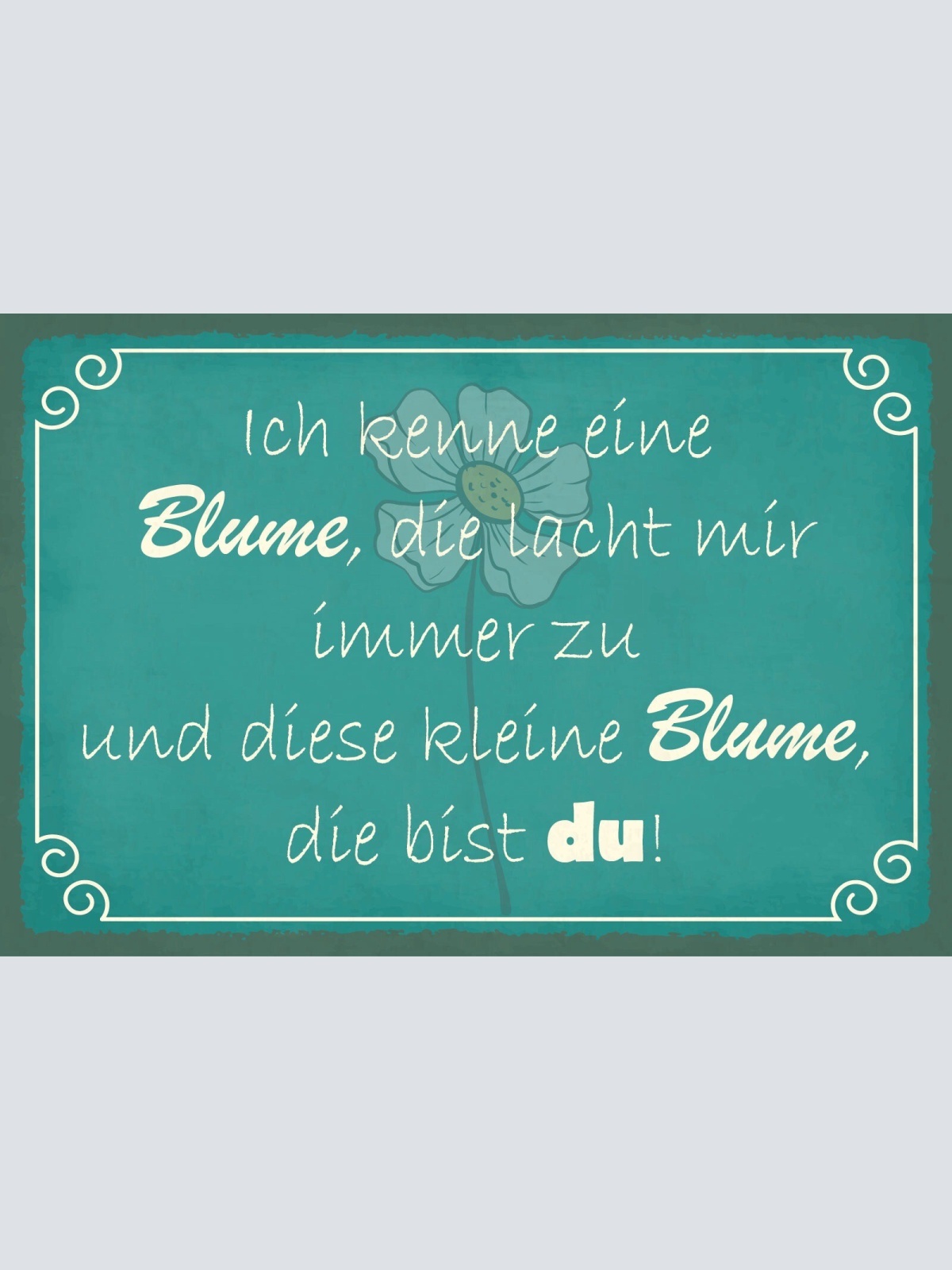 Schild Kleine Blume Lachen Liebe Flirten 12x18 / 20x30 / 30x40 Blech od. Holz