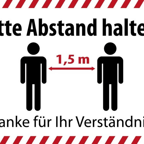 Schild Abstand halten Corona Covid Virus 12x18 / 20x30 / 30x40 Blech od. Holz