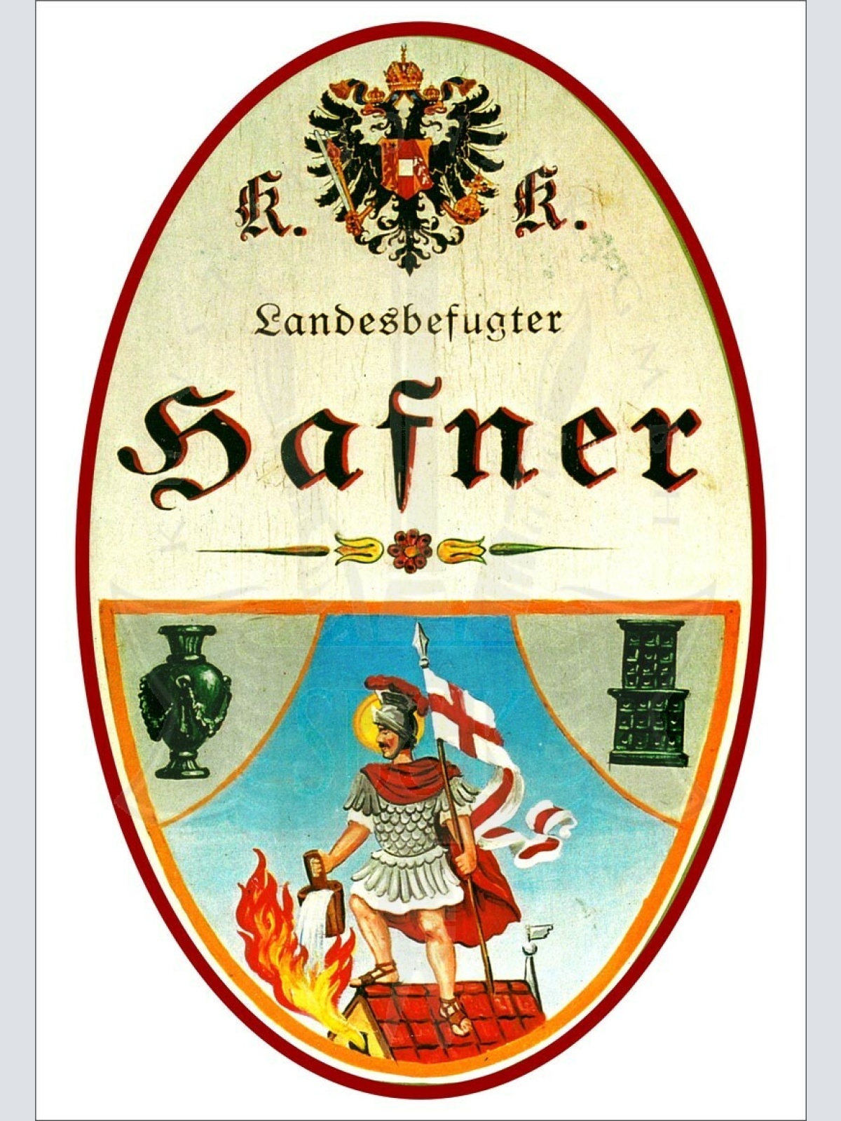 KuK Nostalgie Holzschild - Landesbefugter Hafner - Topf Ofen TH