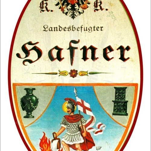 KuK Nostalgie Holzschild - Landesbefugter Hafner - Topf Ofen TH