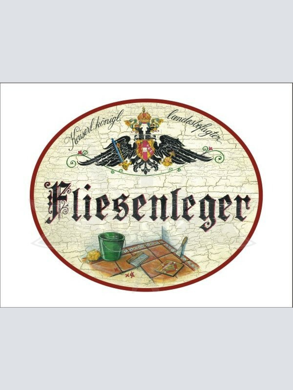 KuK Nostalgie Holzschild - Landesbefugter Fliesenleger - Werkzeug TH