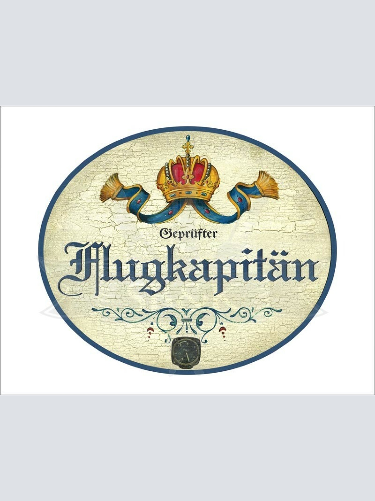 KuK Nostalgie Holzschild - Geprüfter Flugkapitän - Höhenmesser Krone TH