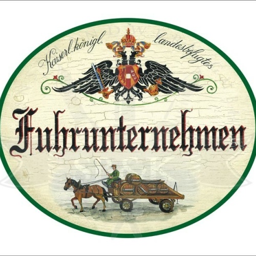 KuK Nostalgie Holzschild - Landesbefugtes Fuhrunternehmen - Pferdekutsche TH
