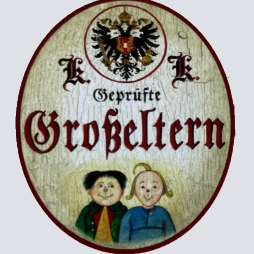 KuK Nostalgie Holzschild Geprüfte Großeltern Oma Opa Großvater Großmutter Schild