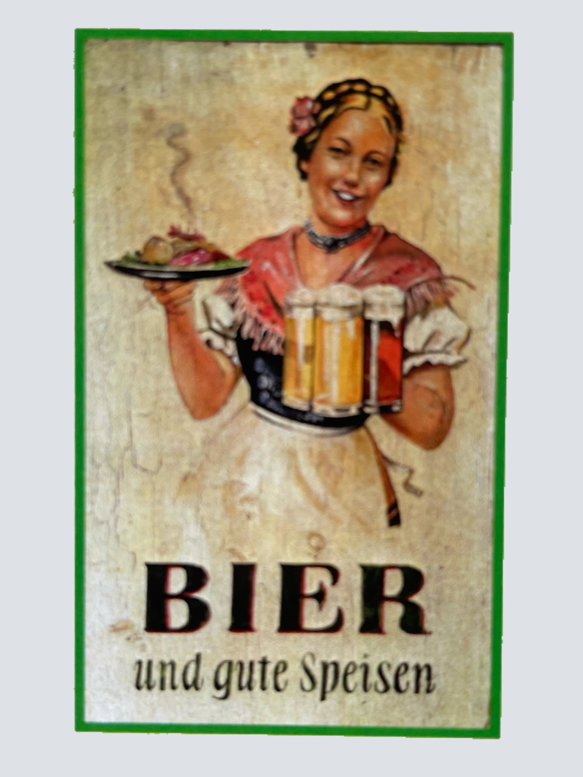 Nostalgie Holzschild Bier & Gute Speisen Alkohol Essen Wirt Wirtshaus Schild