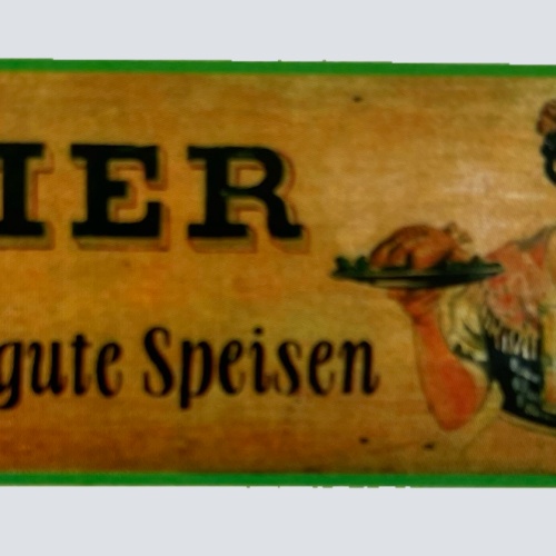 Nostalgie Holzschild Bier & Gute Speisen Alkohol Essen Wirt Wirtshaus Schild