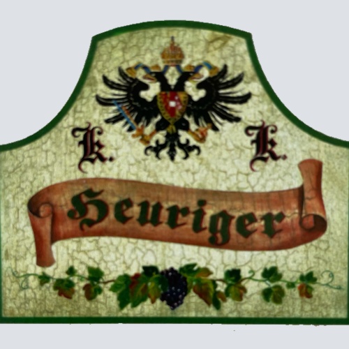 KuK Nostalgie Holzschild Heuriger Wirt Wirtshaus Wein Schenke Alkohol Schild