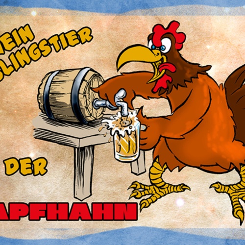 Schild Spruch Mein Lieblingstier ist der Zapfhahn Bier Alkohol Party Hahn JW