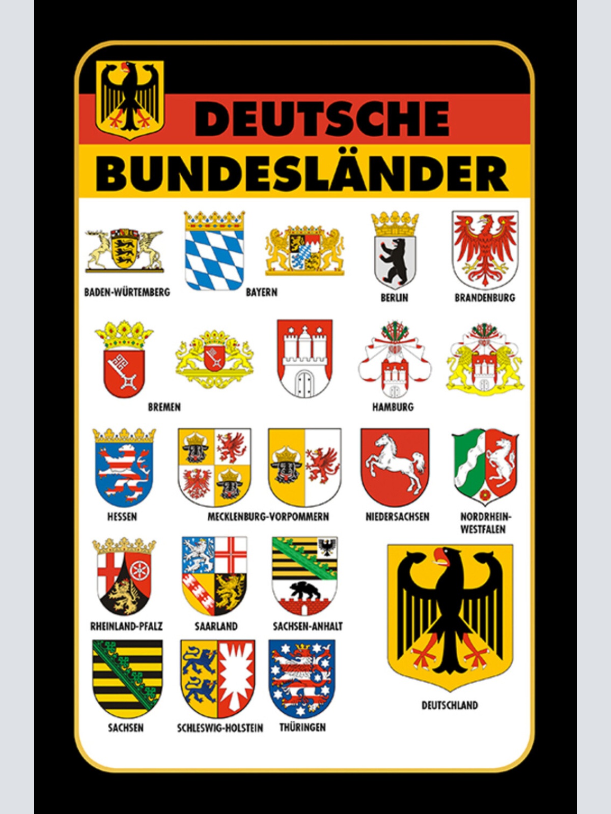 Schild Spruch Deutsch Bundesländer Wappen JW