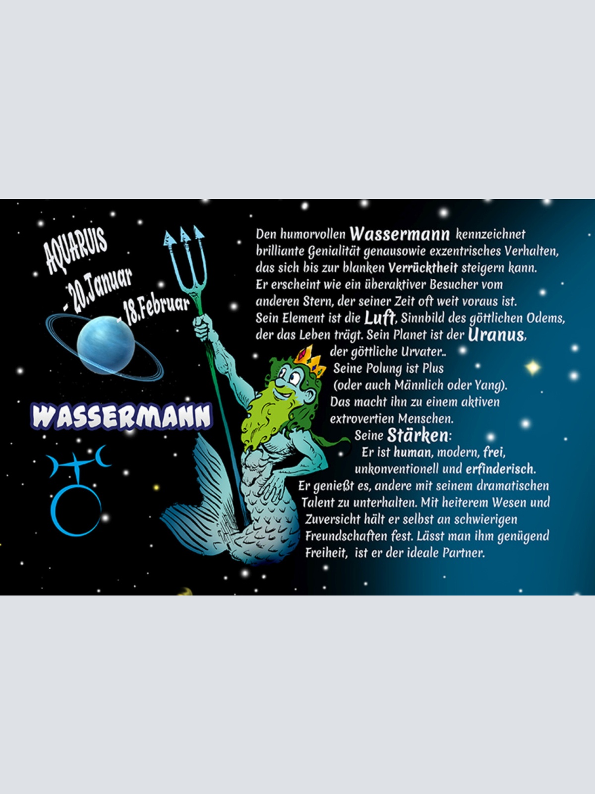 Schild Spruch Sternzeichen Wassermann JW