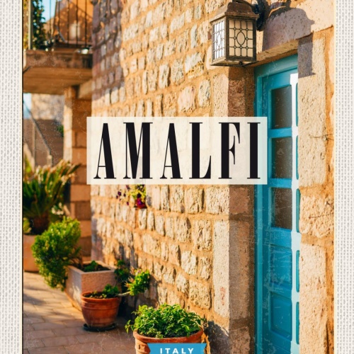 Schild Amalfi Italy Italien Küste Haus Gebäude 12x18 20x30 30x40 Blech od. Holz