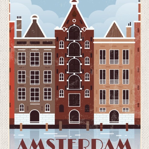 Schild Amsterdam Holland Niederlande Stadt Haus 12x18 20x30 30x40 Blech od. Holz