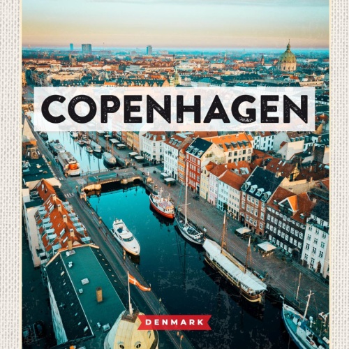 Schild Copenhagen Denmark Kopenhagen Dänemark Stadt 12x18 20x30 30x40 Blech/Holz