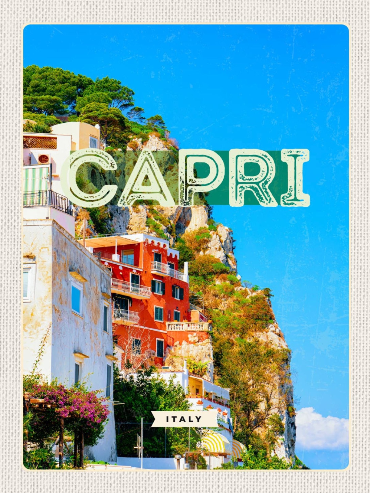 Schild Capri Italy Italien Insel Gebäude Haus 12x18 20x30 30x40 Blech od. Holz