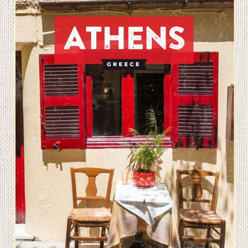 Schild Athens Greece Athen Griechenland Haus 12x18 20x30 30x40 Blech/Holz